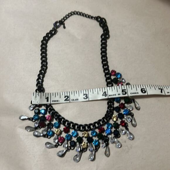 RHINESTONE NECKLACE HEAVY JEWELED MULTICOLORED‎ - Picture 6 of 6